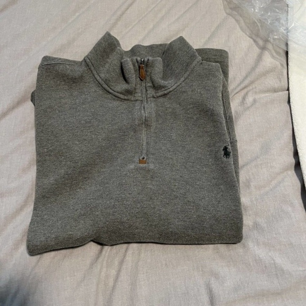 Polo Ralph Lauren 3X Big Quarter Zip Pullover Sweater Gray